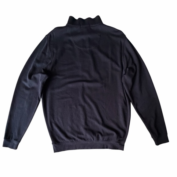 Peter Millar Black Cotton 1/4 Zip Pullover with Cuffed Sleeves and Hem, Medium - Picture 4 of 7